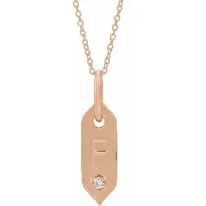 Initial F .05 CT Natural Diamond 16-18" Necklace 653627