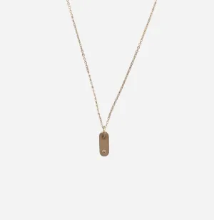 Initial Rounded Bar Charm Necklace with Diamond