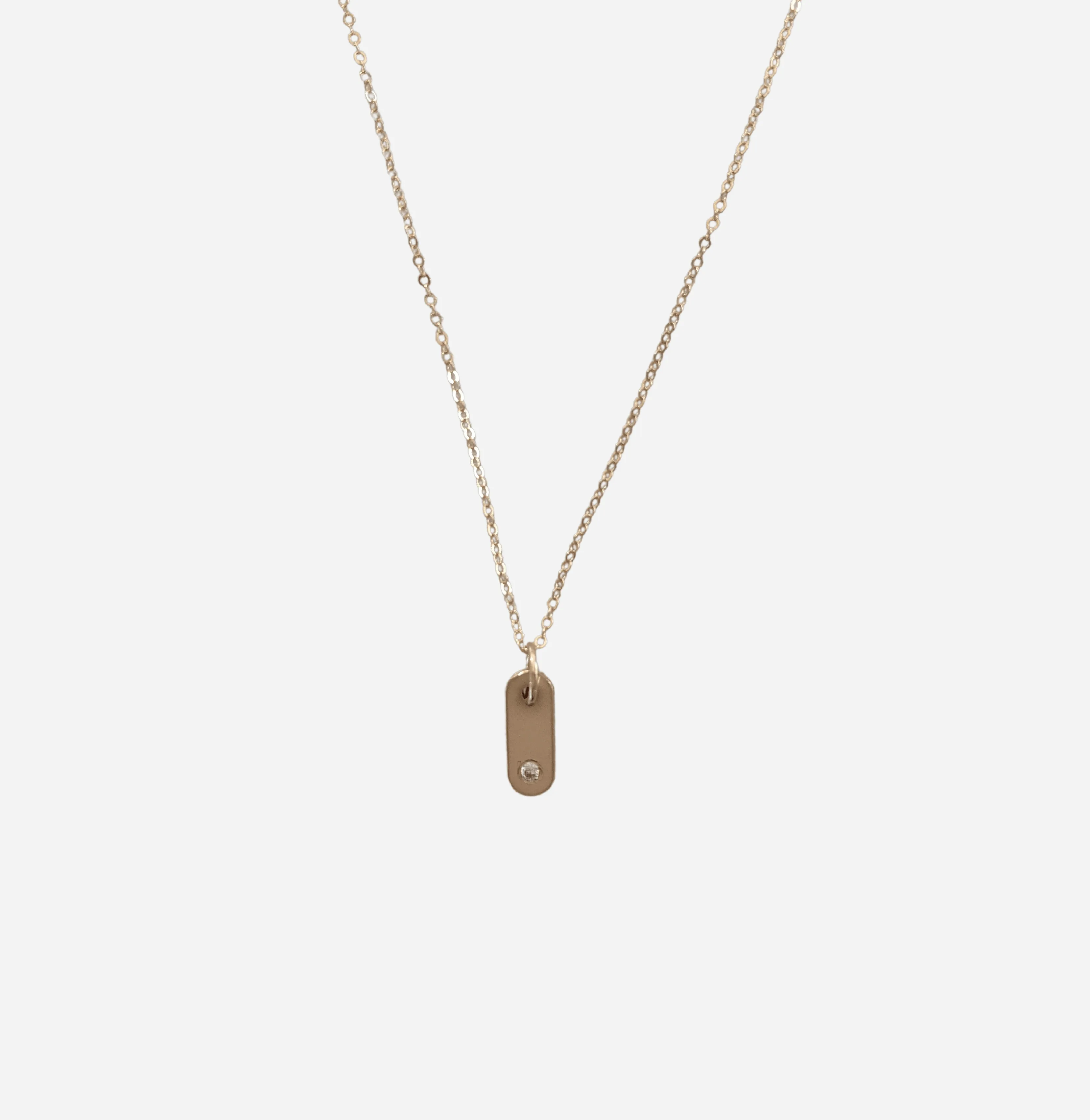 Initial Rounded Bar Charm Necklace with Diamond