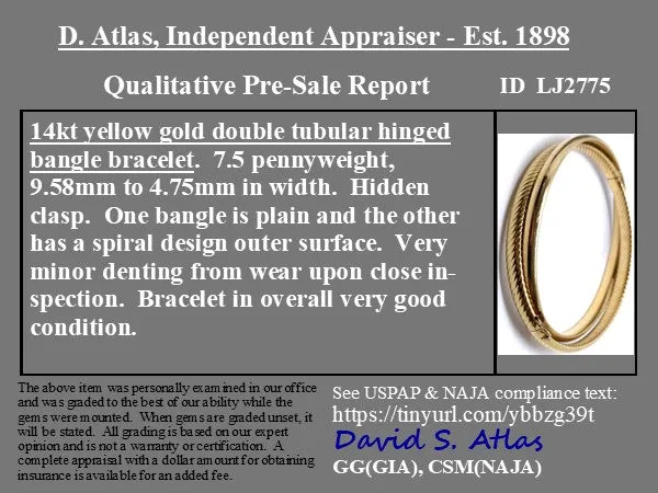 Interlocking Gold Double Bangle 14kt