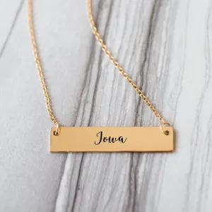 Iowa Gold / Silver Bar Necklace