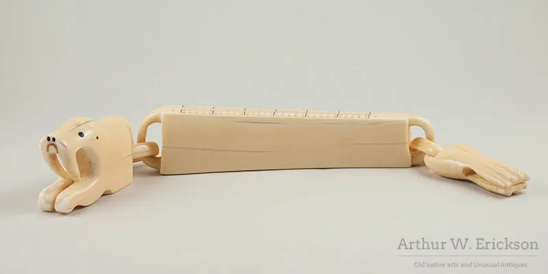 Ivory Walrus Linked Cribbage Board