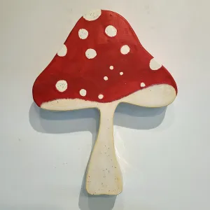 Jackie Sundell - Porcelain Wall Mounting - Red Mushroom