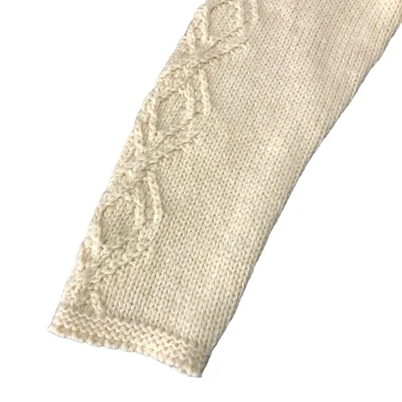 J.Jill Ivory Diamond Knit Sweater Size Medium Silver bead embellishments