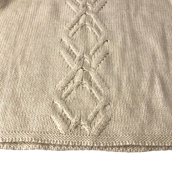 J.Jill Ivory Diamond Knit Sweater Size Medium Silver bead embellishments
