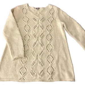 J.Jill Ivory Diamond Knit Sweater Size Medium Silver bead embellishments