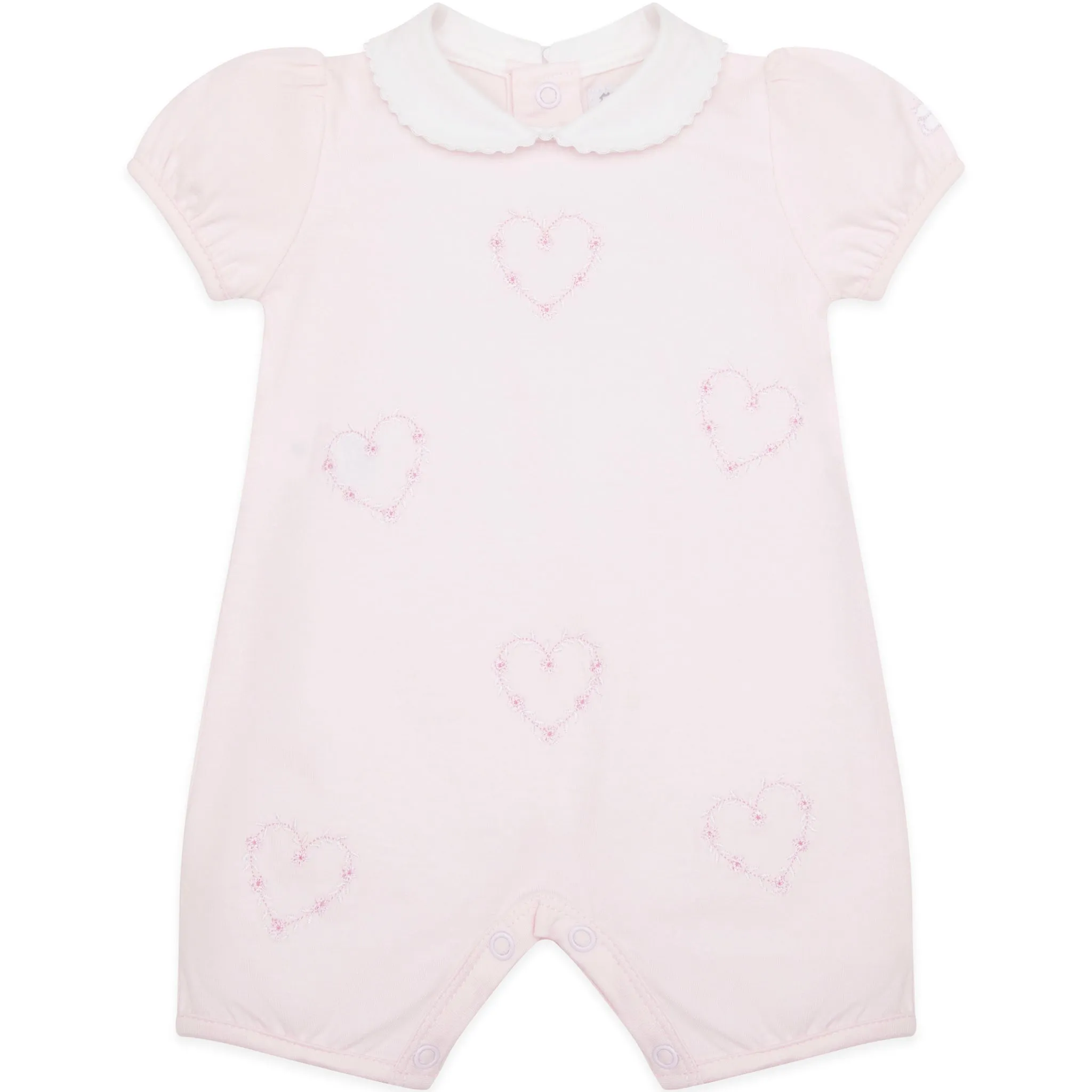 Jody Pink Girls Heart Embroidery Romper