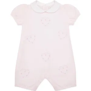 Jody Pink Girls Heart Embroidery Romper