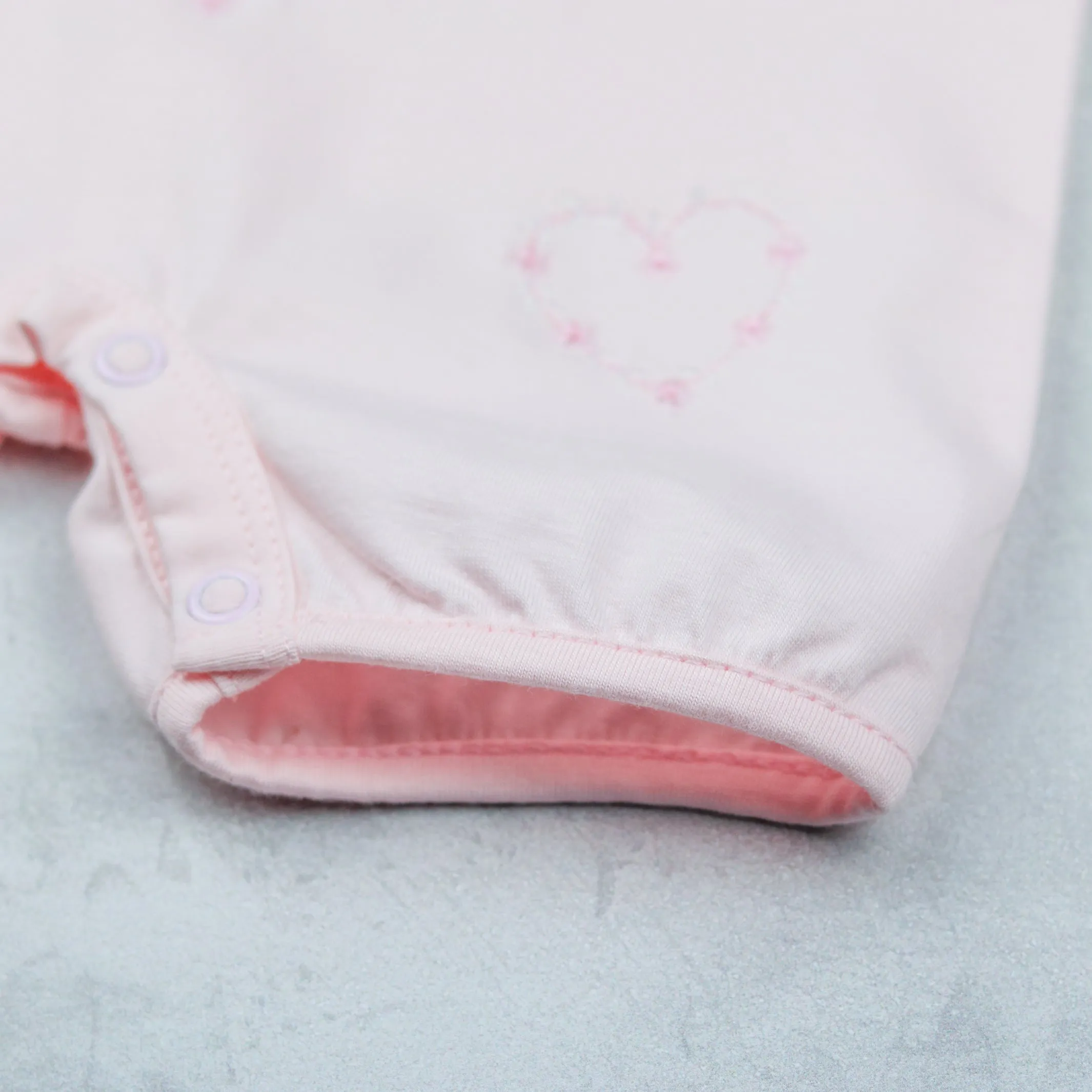 Jody Pink Girls Heart Embroidery Romper