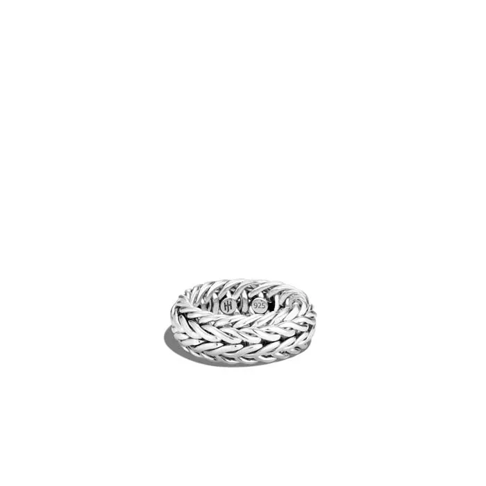 John Hardy Kami Wide Chain Band Ring in Sterling Silver - Size 10