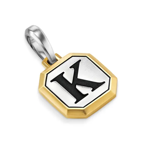 K Initial Amulet in Sterling Silver with 14K Yellow Gold, 17mm