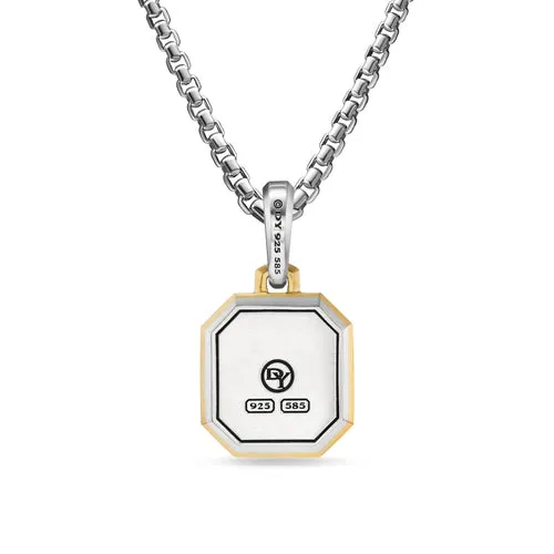 K Initial Amulet in Sterling Silver with 14K Yellow Gold, 17mm