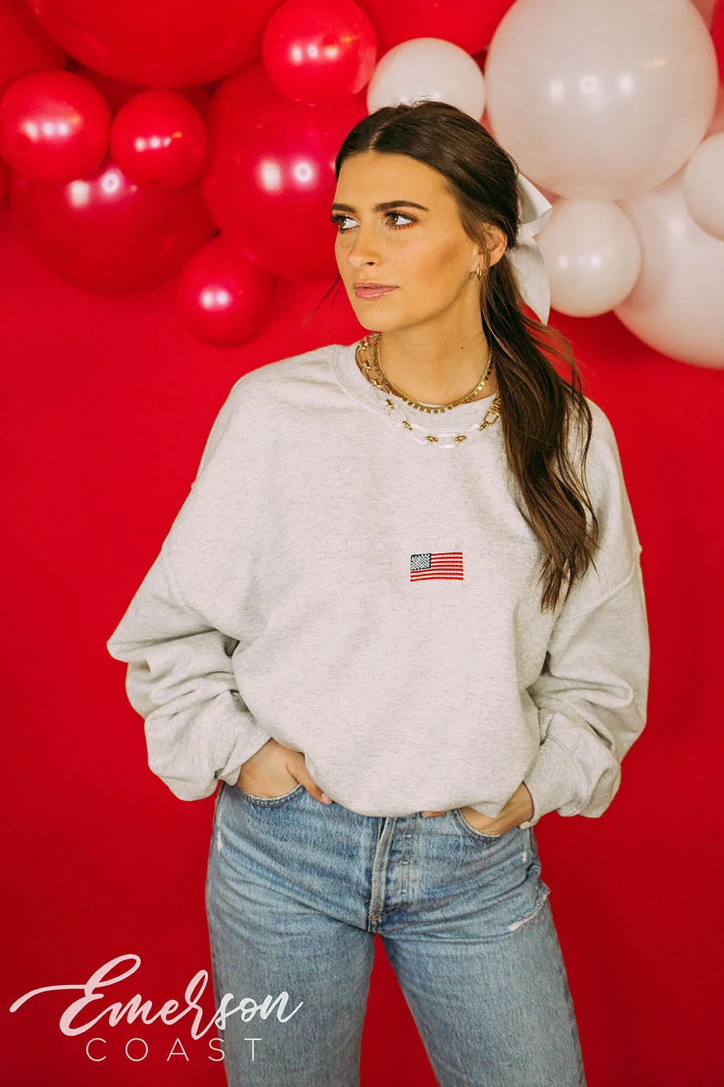 Kappa Alpha Theta Subtle America Embroidered Sweatshirt