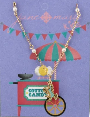 Kids Pearl Linked Necklace with Mint Unicorn Druzy Icon