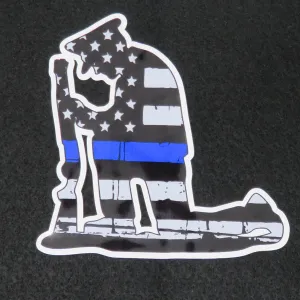 Kneeling Police Officer Thin Blue Line Vinyl Decal