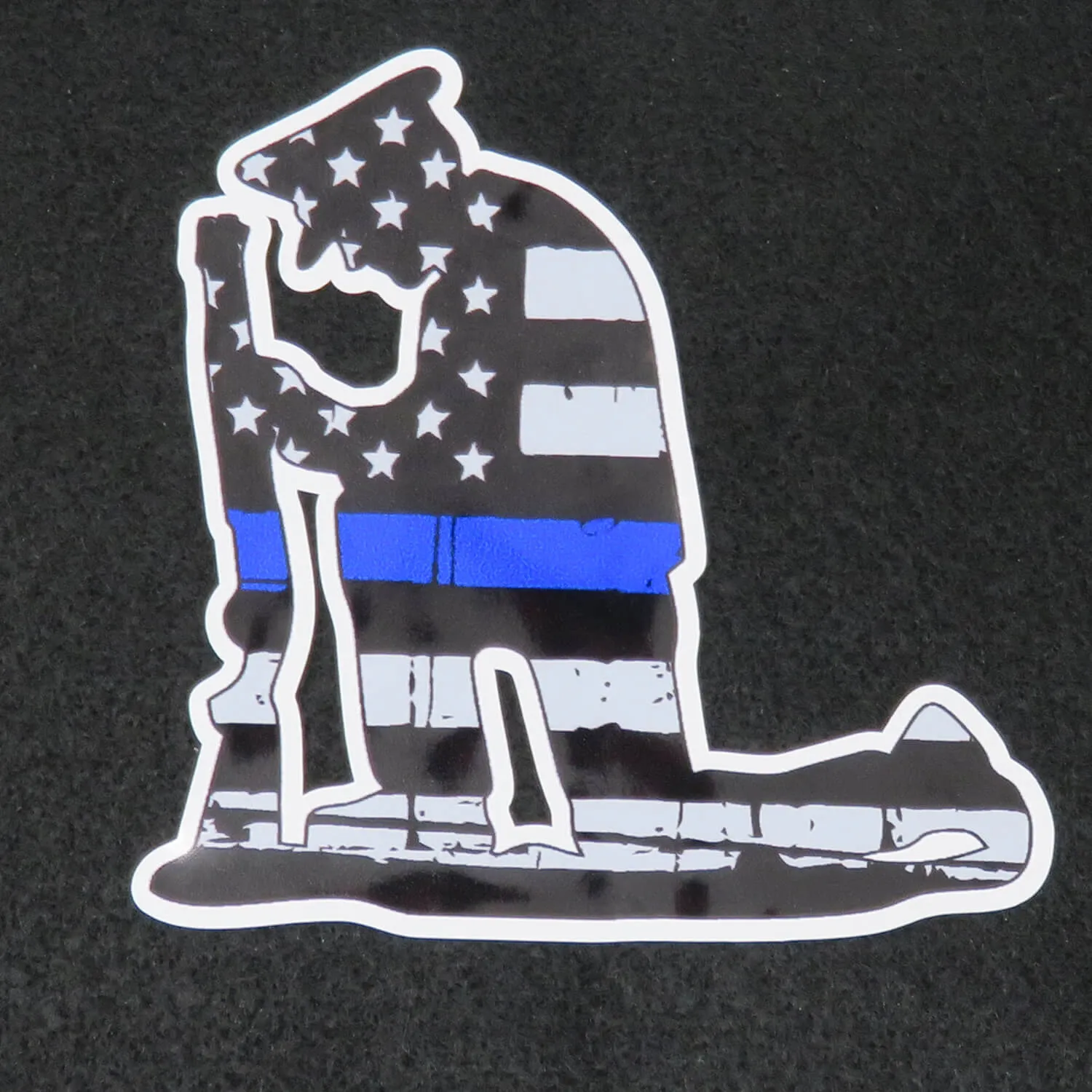Kneeling Police Officer Thin Blue Line Vinyl Decal
