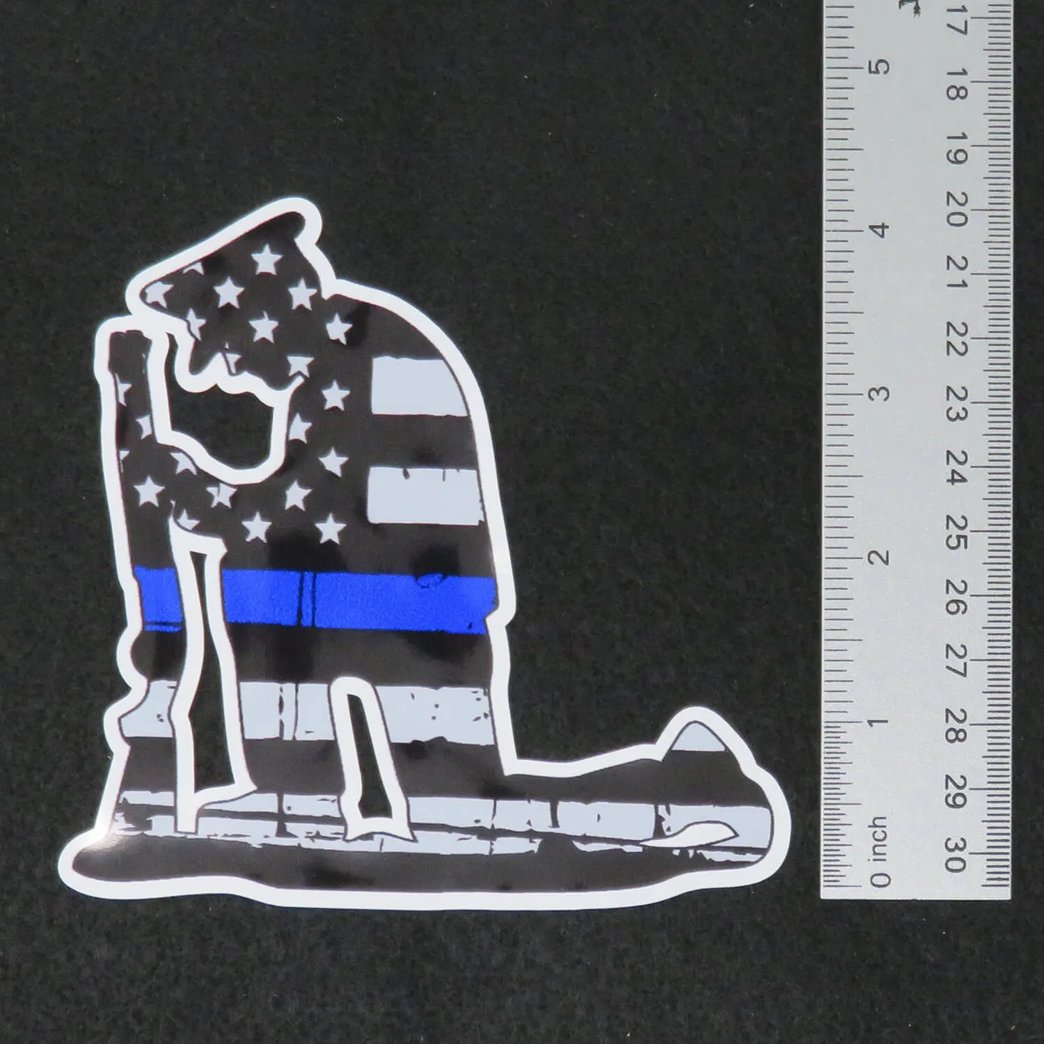 Kneeling Police Officer Thin Blue Line Vinyl Decal