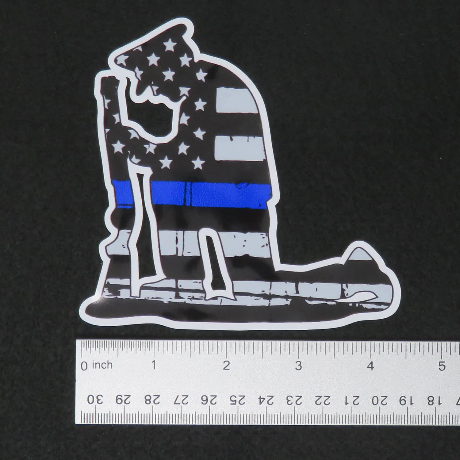 Kneeling Police Officer Thin Blue Line Vinyl Decal