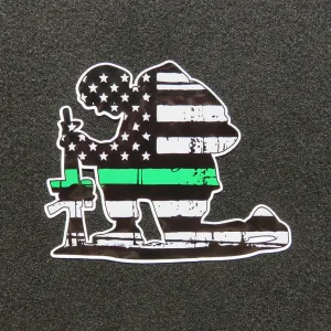 Kneeling Soldier Thin Green Line Vinyl Decal
