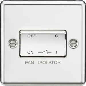 Knightsbridge CL11PC Rounded Edge 10AX 3 Pole Fan Isolator Switch - Polished Chrome
