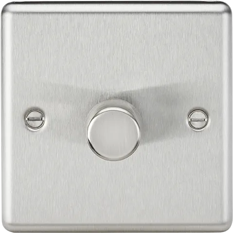 Knightsbridge CL2181BC Rounded Edge 1G 2 Way 10-200W (5-150W LED) Trailing Edge Dimmer - Brushed Chrome