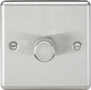 Knightsbridge CL2181BC Rounded Edge 1G 2 Way 10-200W (5-150W LED) Trailing Edge Dimmer - Brushed Chrome