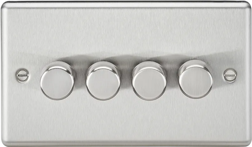 Knightsbridge CL2184BC Rounded Edge 4G 2 Way 10-200W (5-150W LED) Trailing Edge Dimmer - Brushed Chrome