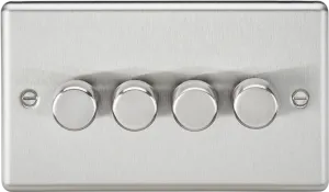 Knightsbridge CL2184BC Rounded Edge 4G 2 Way 10-200W (5-150W LED) Trailing Edge Dimmer - Brushed Chrome