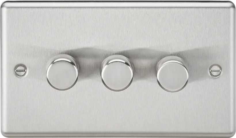 Knightsbridge CL2193BC Rounded Edge 3G 2 Way 10-200W (5-150W LED) Intelligent Dimmer - Brushed Chrome