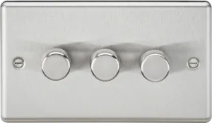 Knightsbridge CL2193BC Rounded Edge 3G 2 Way 10-200W (5-150W LED) Intelligent Dimmer - Brushed Chrome