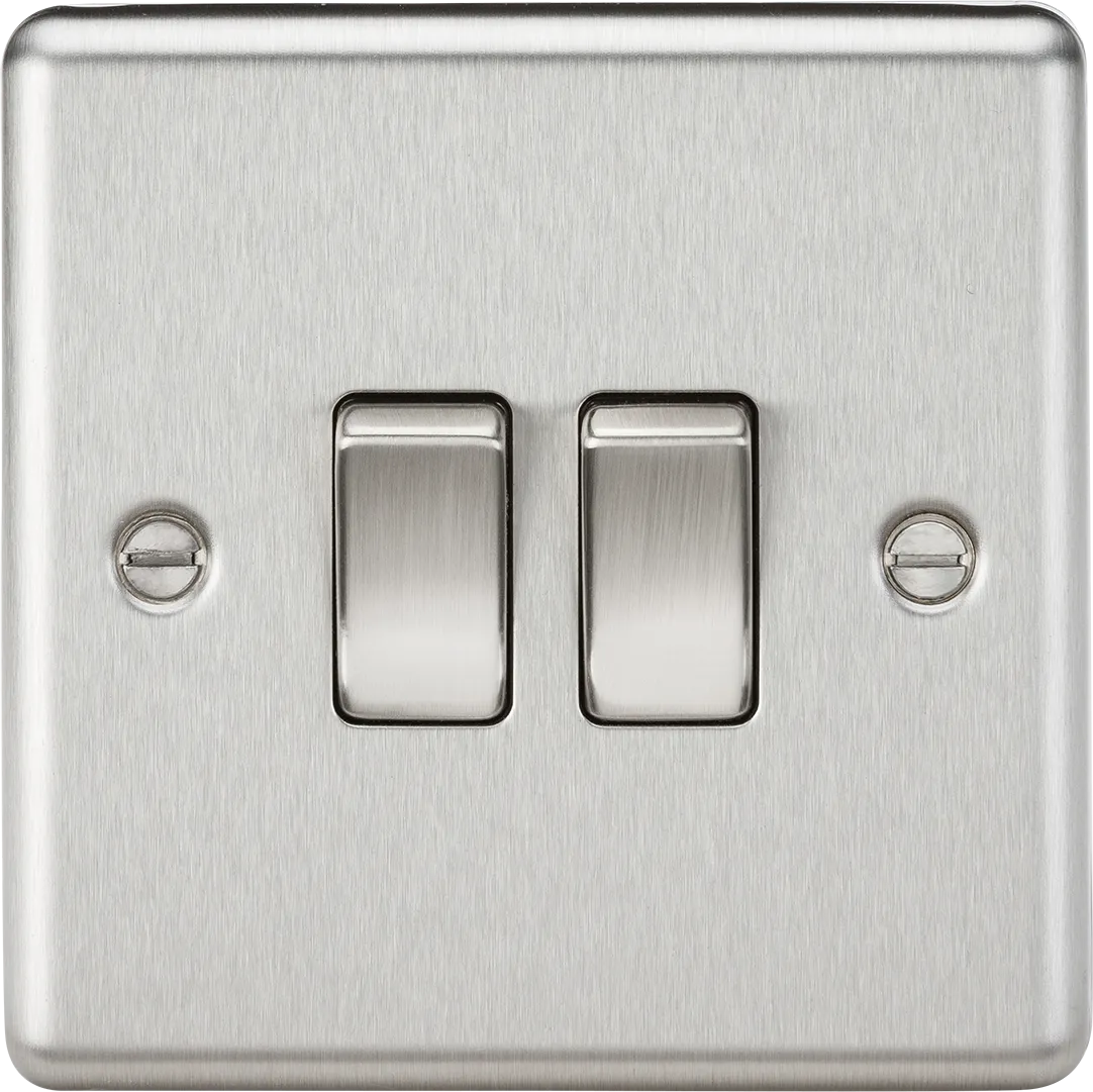 Knightsbridge CL3BC Rounded Edge 10AX 2G 2-Way Plate Switch - Brushed Chrome