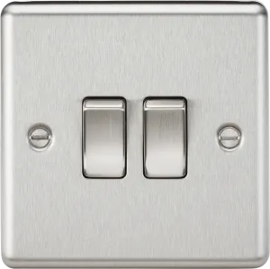 Knightsbridge CL3BC Rounded Edge 10AX 2G 2-Way Plate Switch - Brushed Chrome