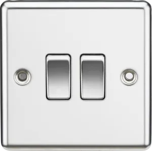 Knightsbridge CL3PCx10 Rounded Edge 10AX 2G 2-Way Plate Switch - Polished Chrome (10 Pack)