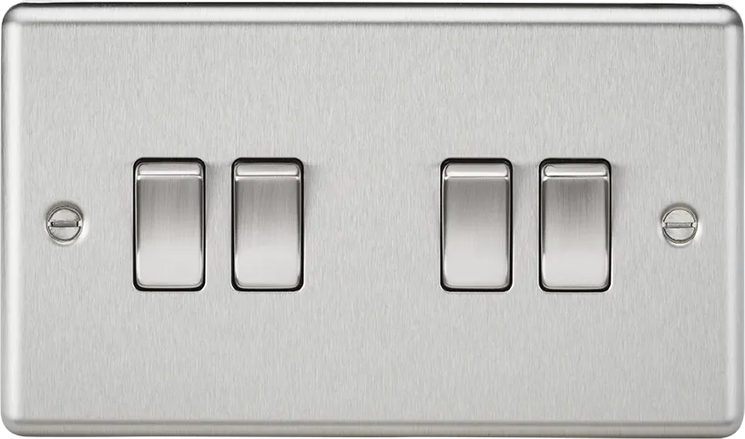 Knightsbridge CL41BC Rounded Edge 10AX 4G 2-Way Plate Switch - Brushed Chrome