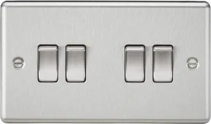Knightsbridge CL41BC Rounded Edge 10AX 4G 2-Way Plate Switch - Brushed Chrome