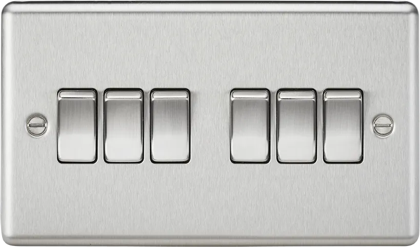 Knightsbridge CL42BC Rounded Edge 10AX 6G 2-Way Plate Switch - Brushed Chrome