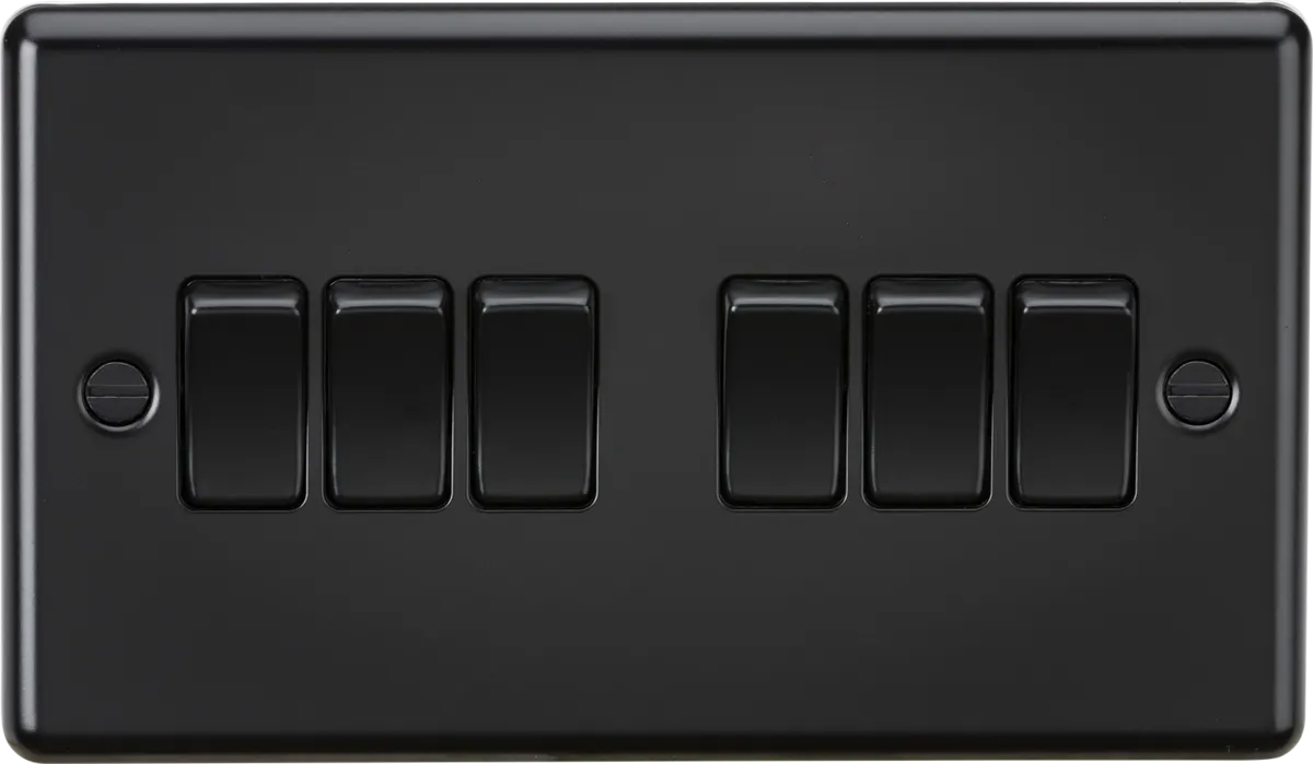 Knightsbridge CL42MBB Rounded Edge 10AX 6G 2-Way Plate Switch - Matt Black