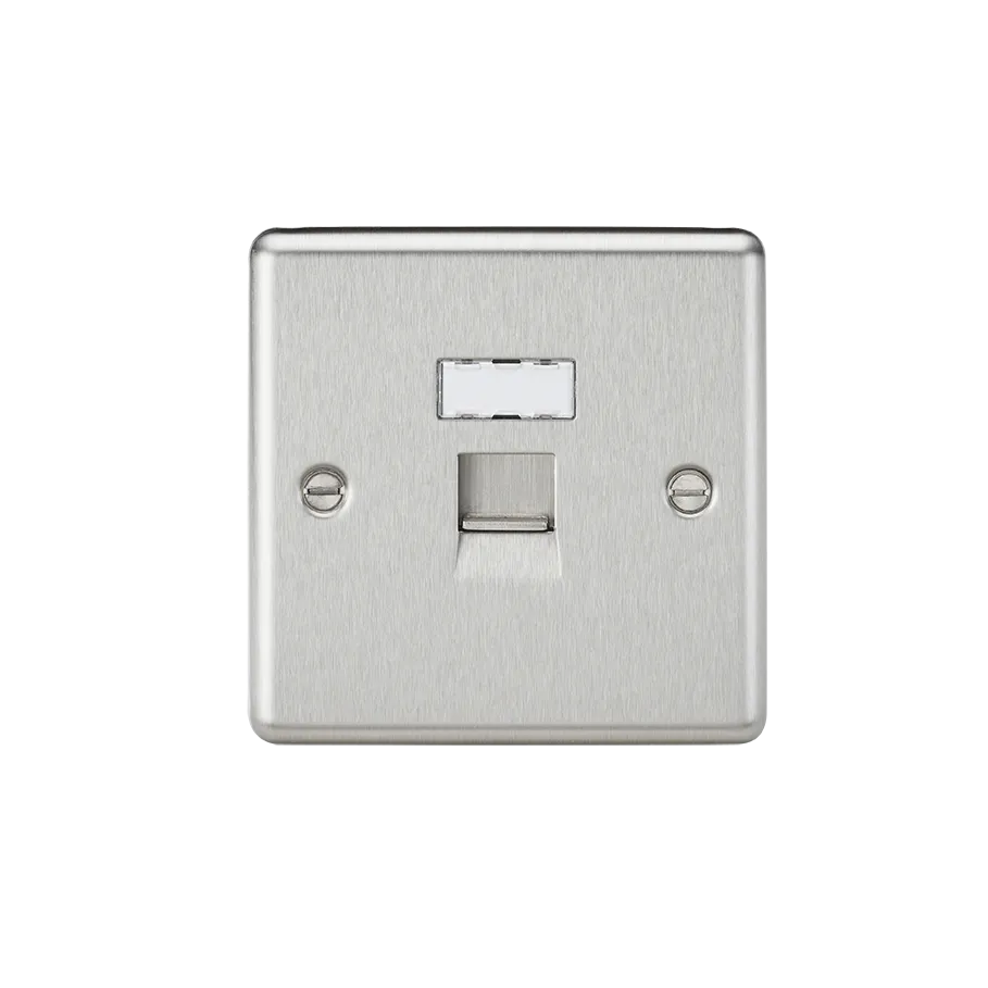 Knightsbridge CL45BC Rounded Edge RJ45 Network Outlet - Brushed Chrome