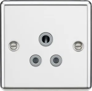 Knightsbridge CL5APCG Rounded Edge 5A Unswitched Socket - Polished Chrome   Grey Insert