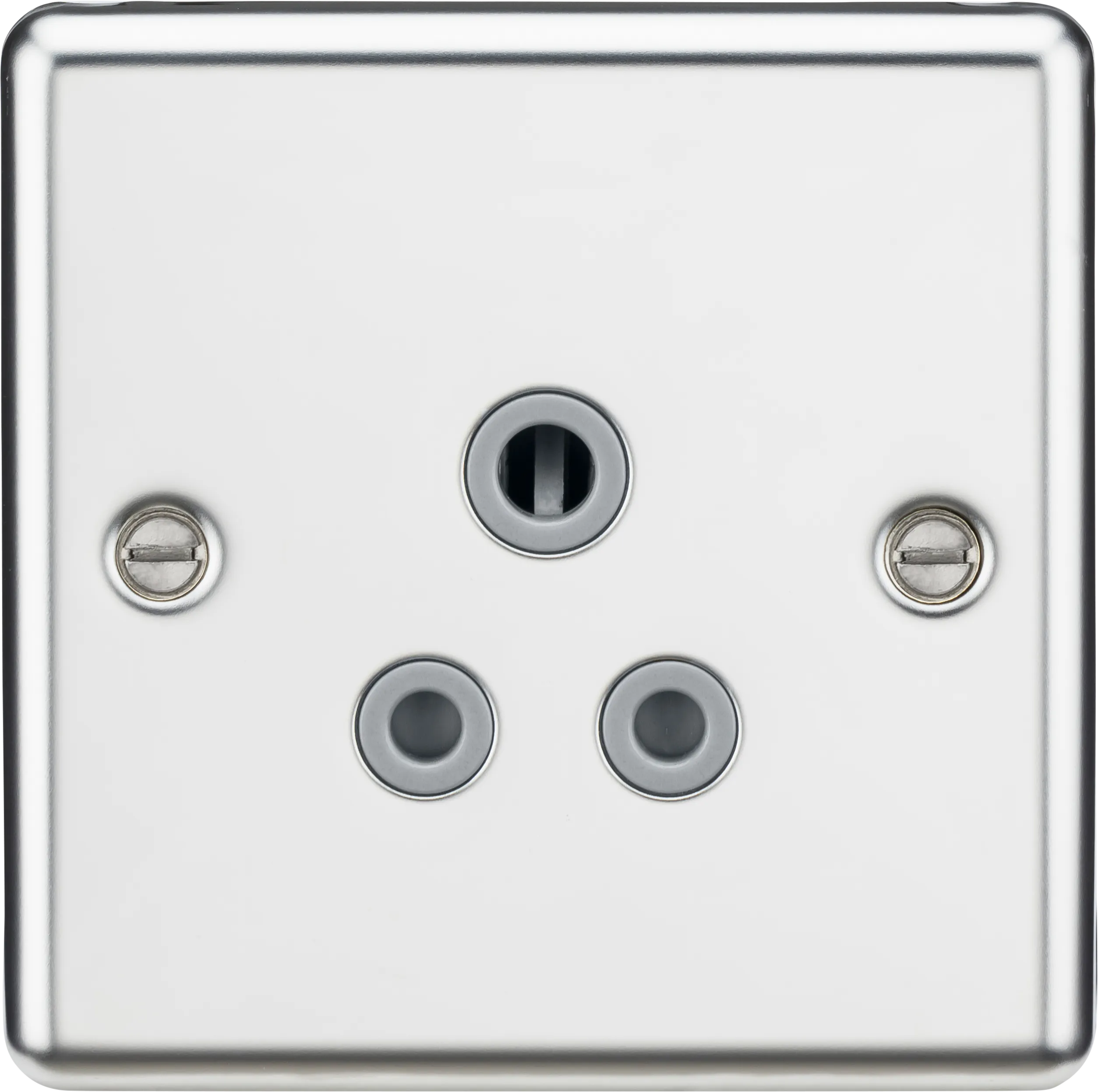 Knightsbridge CL5APCG Rounded Edge 5A Unswitched Socket - Polished Chrome   Grey Insert