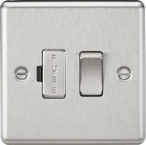 Knightsbridge CL63BCx10 Rounded Edge 13A Switched Fused Spur Unit - Brushed Chrome (10 Pack)