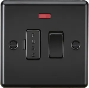 Knightsbridge CL63NMBB Rounded Edge 13A Switched Fused Spur Unit   Neon - Matt Black