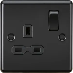 Knightsbridge CL7MBBx10 Rounded Edge 13A 1G DP Switched Socket - Matt Black (10 Pack)