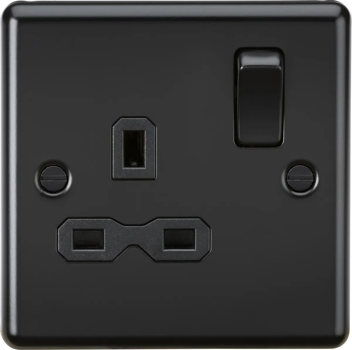 Knightsbridge CL7MBBx10 Rounded Edge 13A 1G DP Switched Socket - Matt Black (10 Pack)