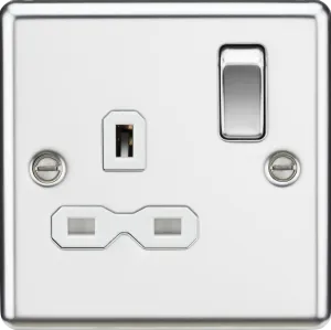 Knightsbridge CL7PCWx10 Rounded Edge 13A 1G DP Switched Socket - Polished Chrome   White Insert (10 Pack)