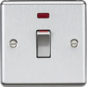 Knightsbridge CL81MNBC Rounded Edge 45A 1G DP Switch   Neon - Brushed Chrome
