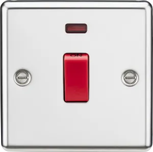 Knightsbridge CL81NPC Rounded Edge 45A DP Switch   Neon (Single Size) - Polished Chrome