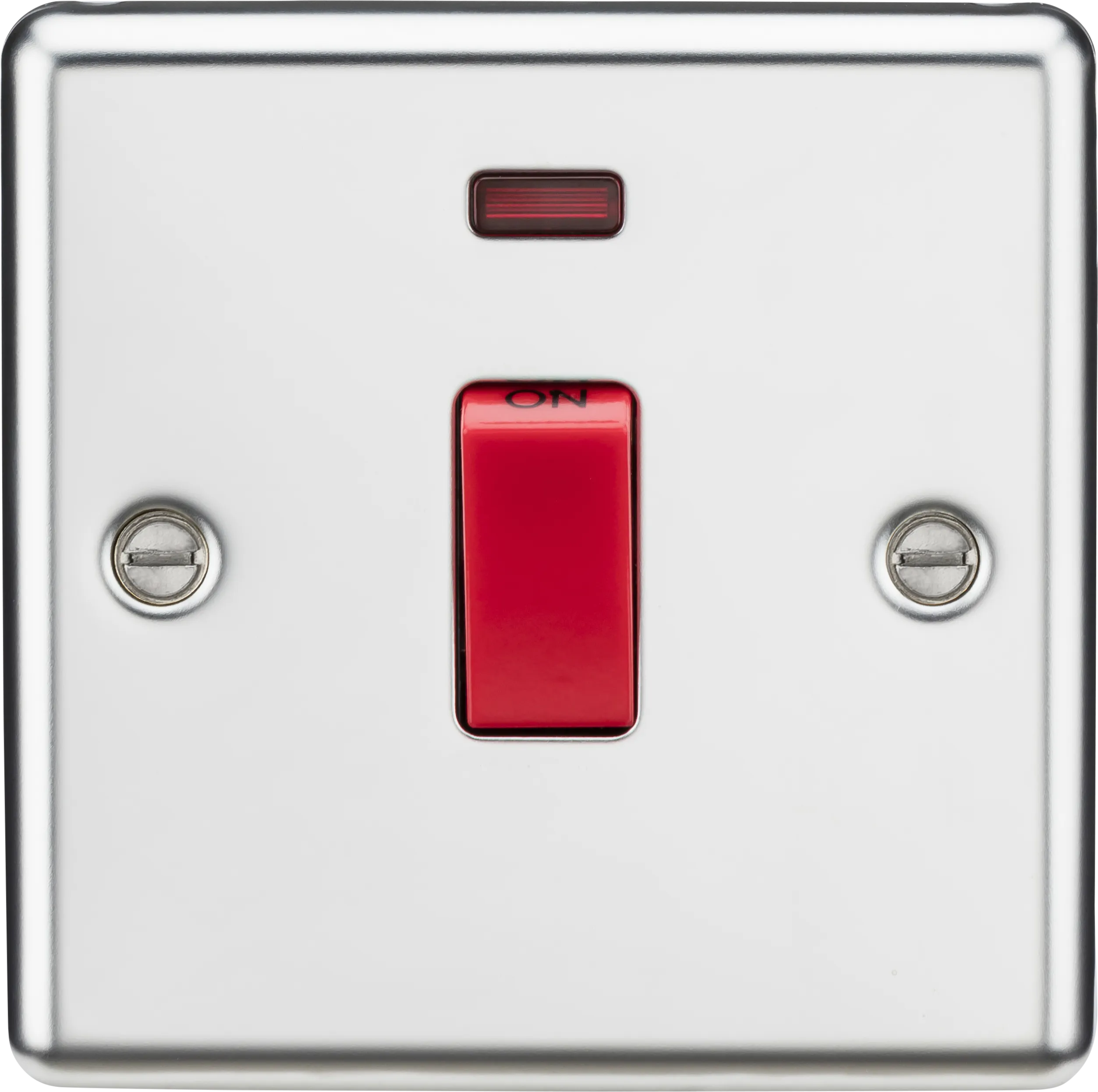 Knightsbridge CL81NPC Rounded Edge 45A DP Switch   Neon (Single Size) - Polished Chrome