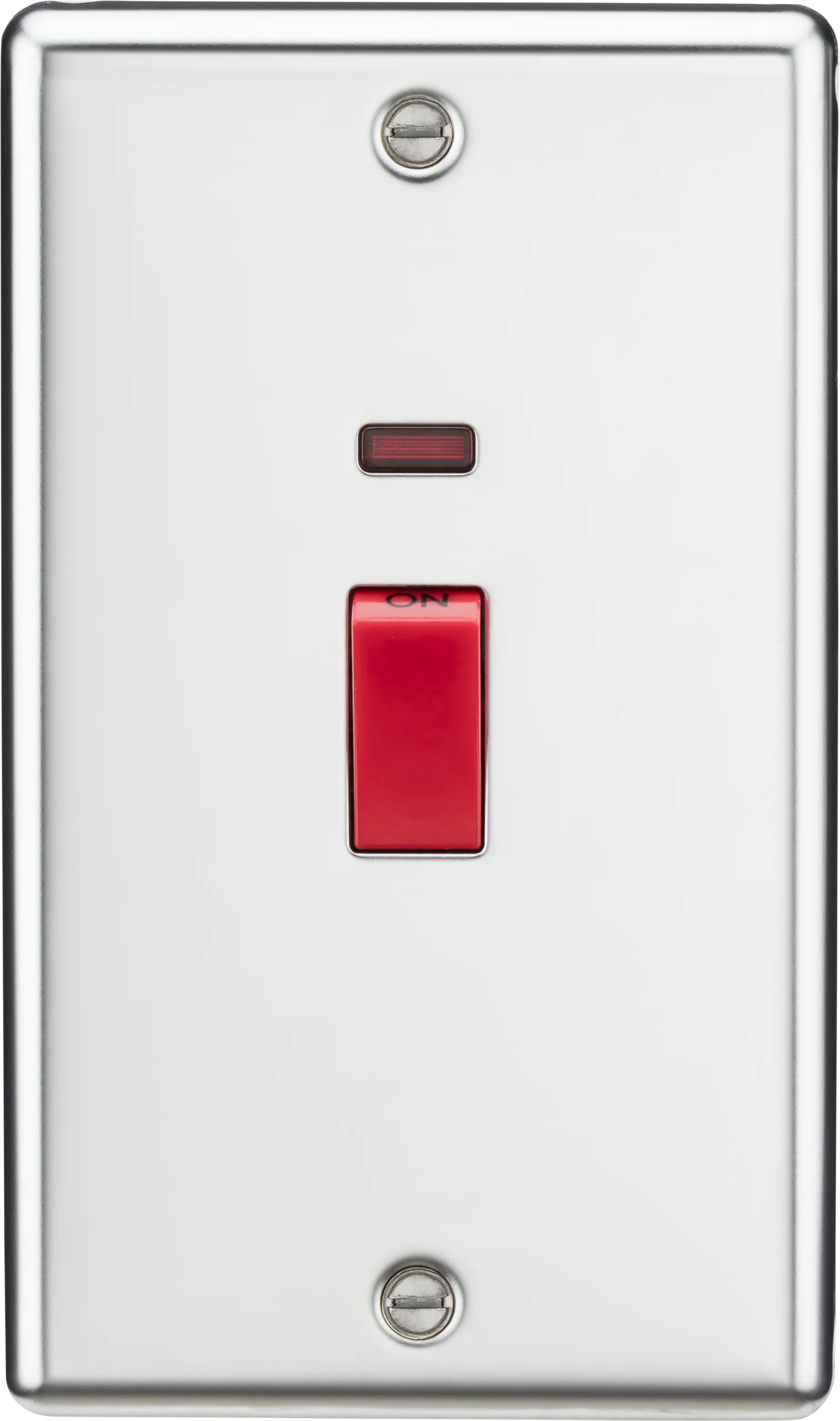 Knightsbridge CL82NPC Rounded Edge 45A DP Switch   Neon (Double Size) - Polished Chrome