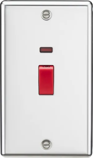 Knightsbridge CL82NPC Rounded Edge 45A DP Switch   Neon (Double Size) - Polished Chrome